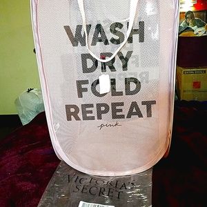 PINK wash dry fold repeat laundry tote NWOT
